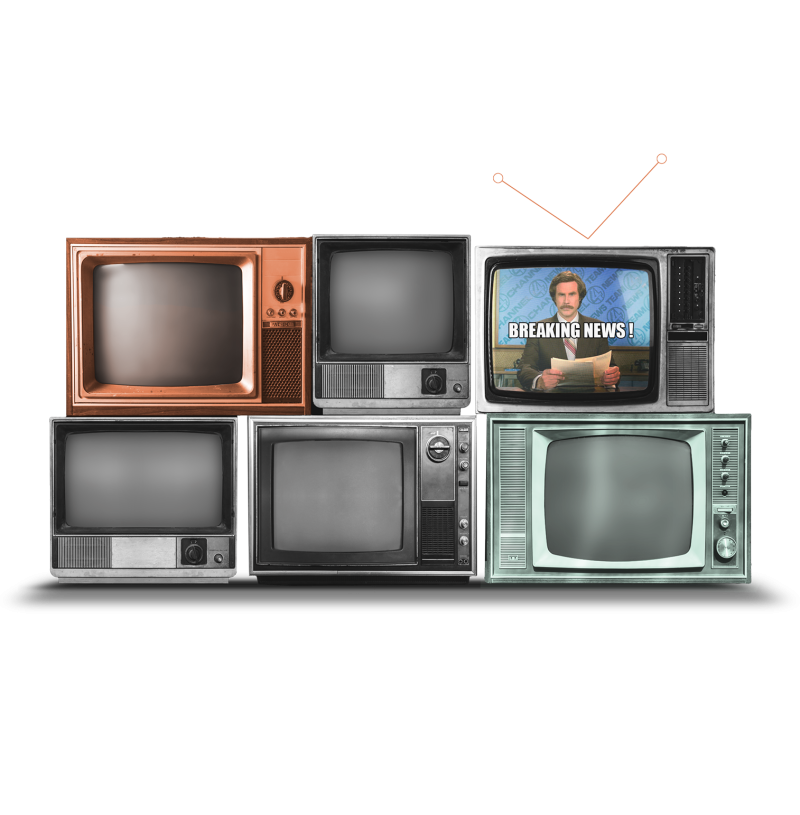 Stěna z několika televizí
